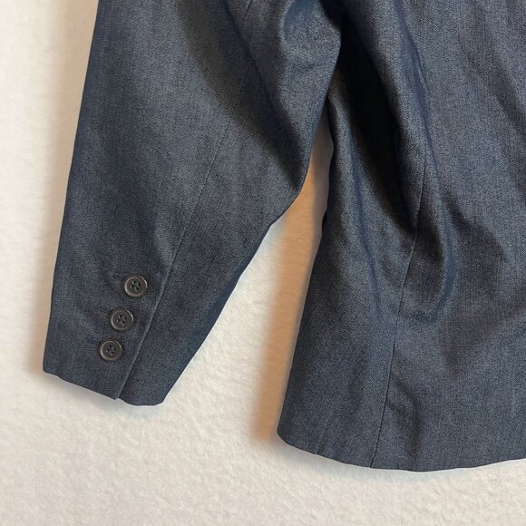 New York & Company Womens 3/4 Sleeve Dark Gray Stretch Blazer Two-Button Closure - Picture 11 of 14